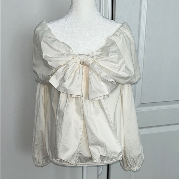 Ryu Women’s Elegant Cream Bow Blouse, Size Small - Picture 1 of 8